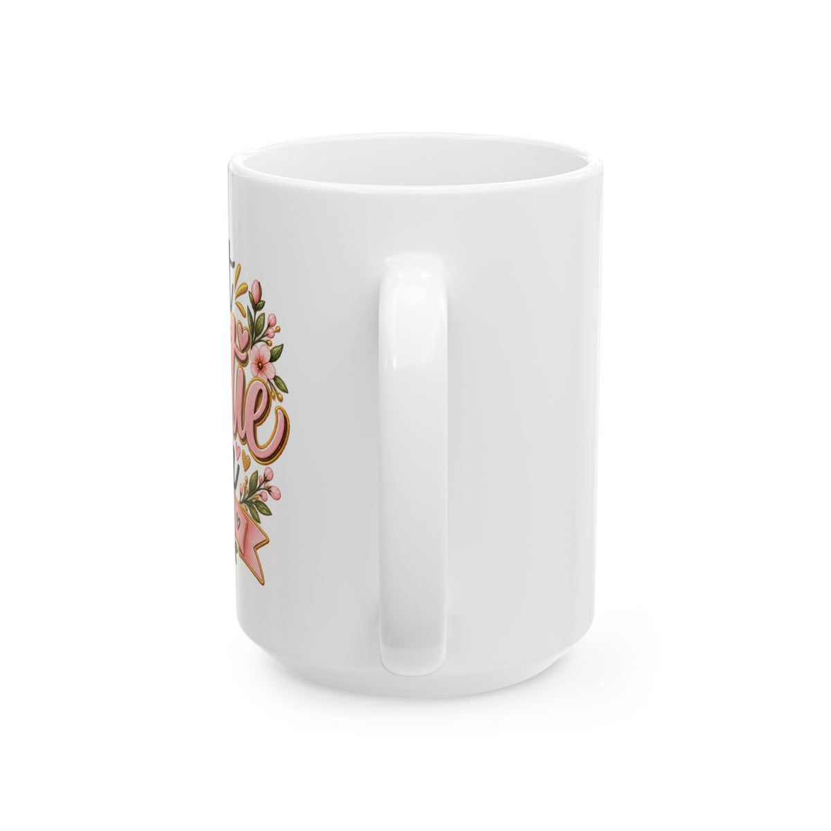 Best Auntie Ever mug with hand-lettered typography and florals