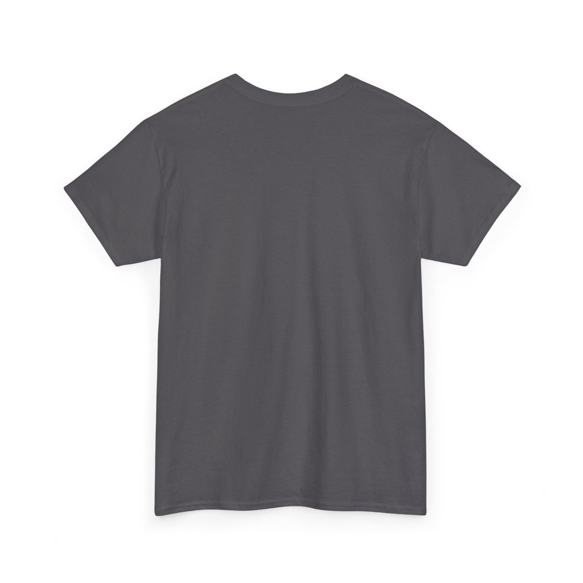Plain charcoal grey cotton crewneck t-shirt shown flat on a white background