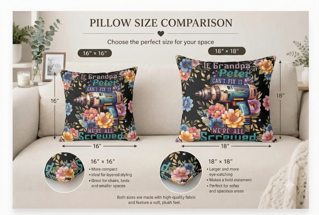 Personalized Grandpa Can't Fix It Pillow – Funny Gift for Grandpa