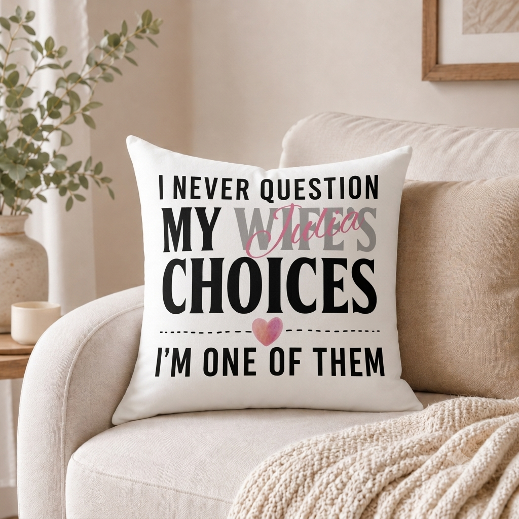 Personalized Wife's Choices Pillow – Funny Gift for Husband