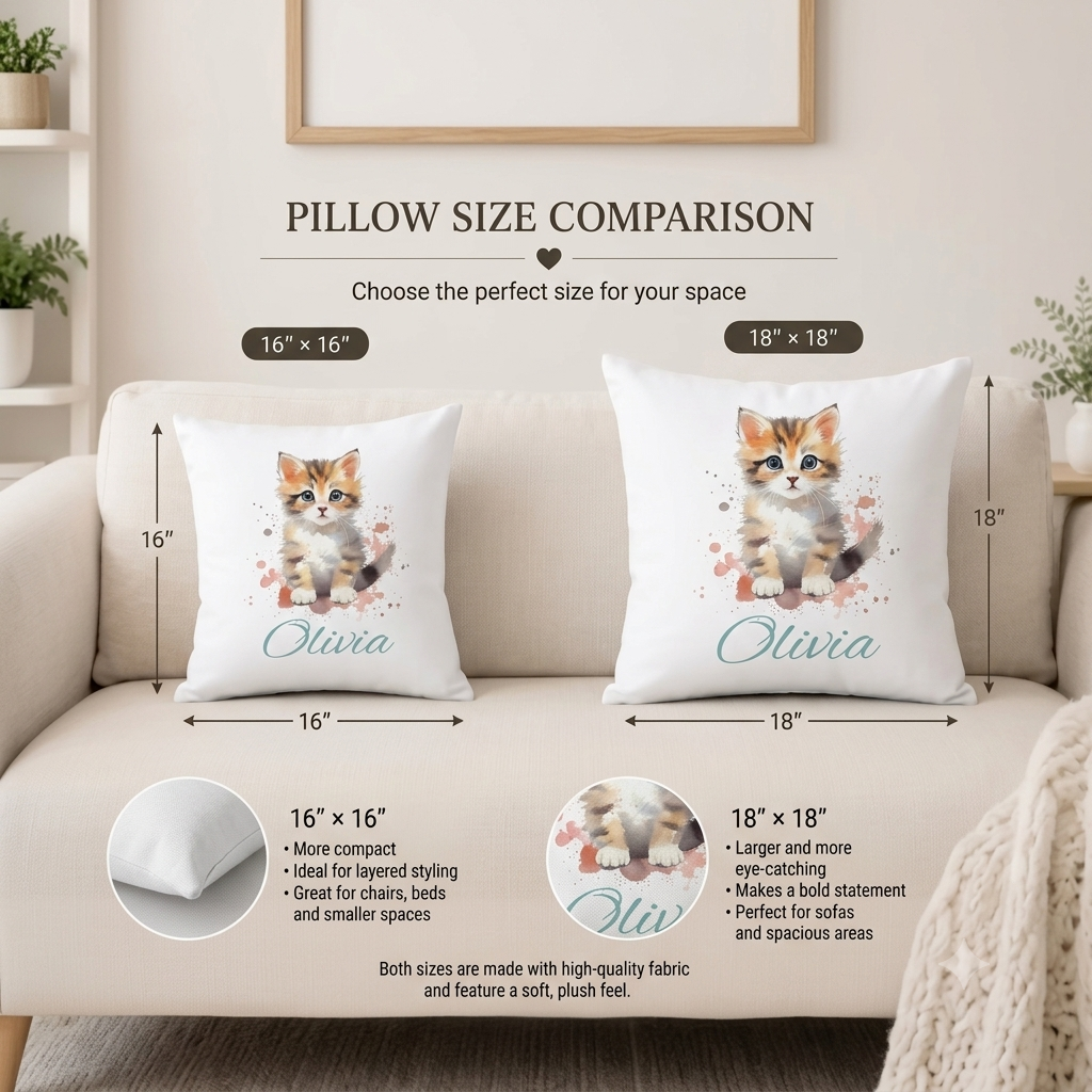 Personalized Kitten Name Pillow – Custom Cat Gift for Girls