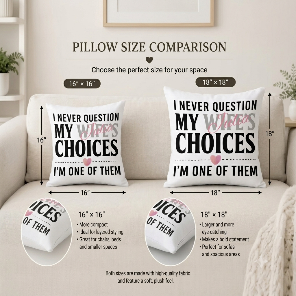 Personalized Wife's Choices Pillow – Funny Gift for Husband
