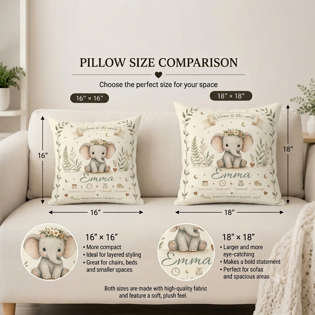 Personalized Baby Birth Stats Pillow – Custom New Baby Gift