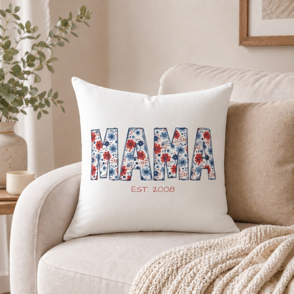 Personalized MAMA EST. Floral Pillow – Custom Mother's Day Gift