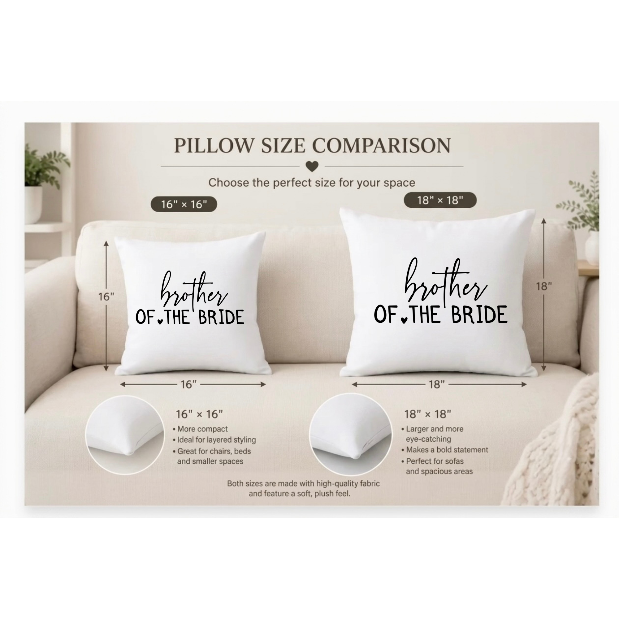Brother of the Bride Pillow – Wedding Gift for Brother