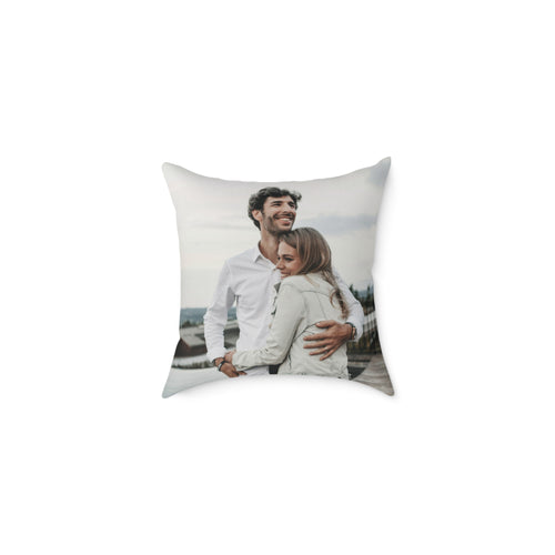 Custom photo pillow with full-bleed couple portrait print — main product shot