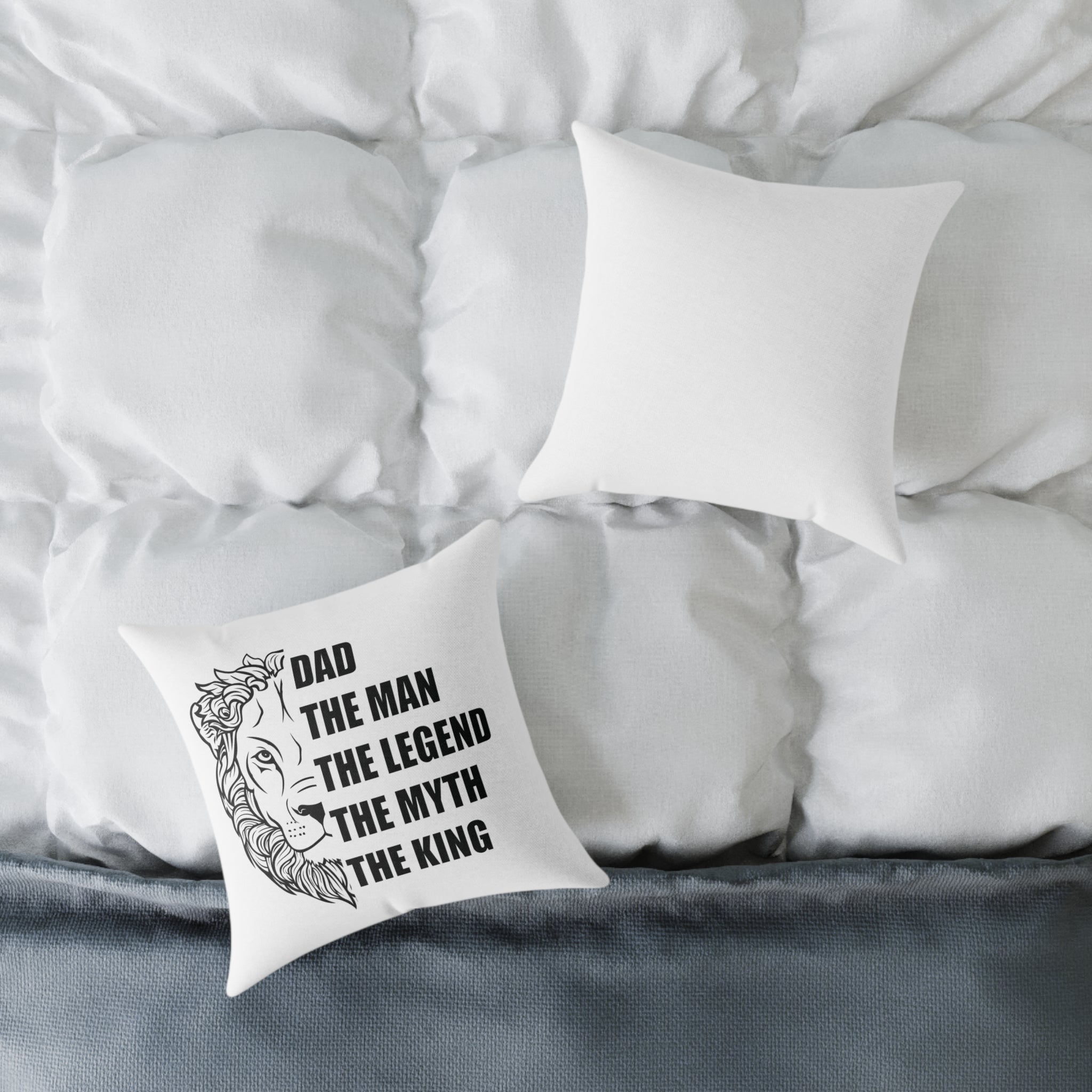 Dad lion pillow in home setting — personalized birthday gift for dad