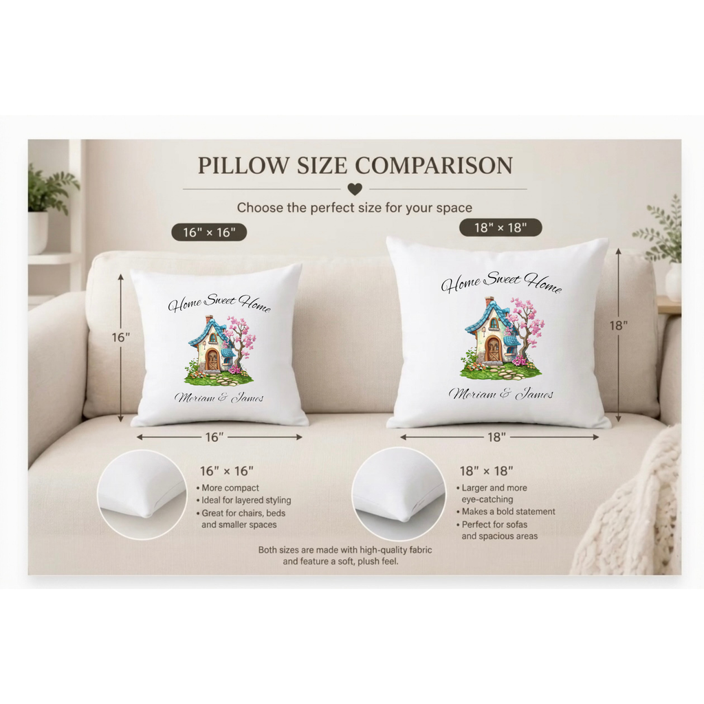 Home Sweet Home Personalized Pillow – Couples Housewarming Gift