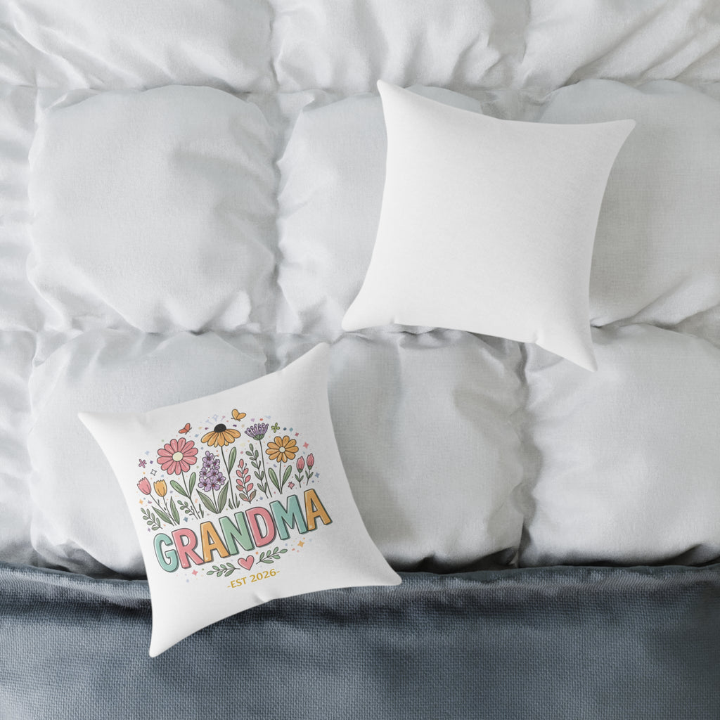 Grandma EST pillow in home setting — personalized Mother's Day gift for new grandma