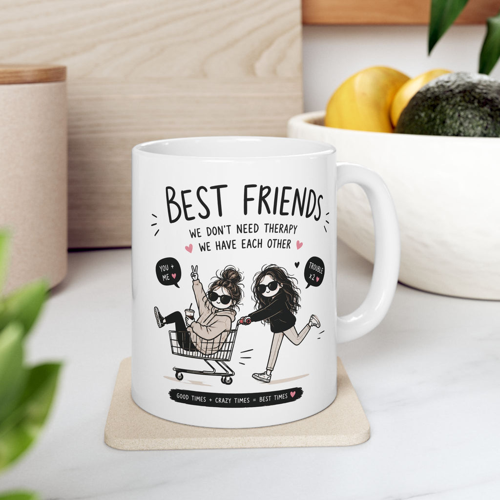 Personalized BFF mug on kitchen counter – birthday gift for best friend