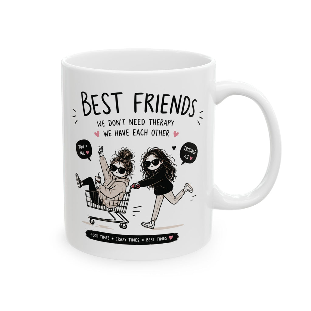 Personalized best friends shopping cart mug with custom names – funny BFF gift