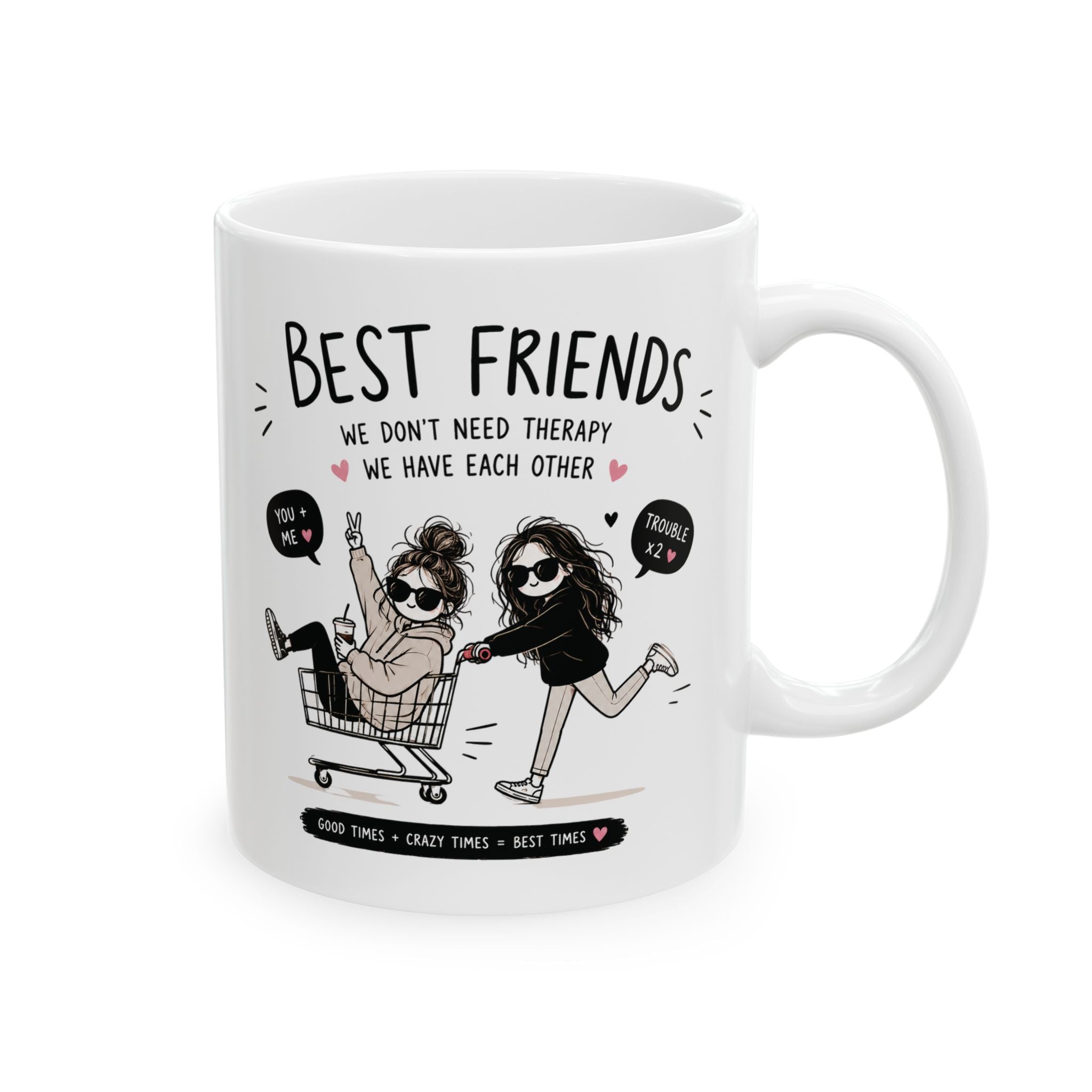 Personalized best friends shopping cart mug with custom names – funny BFF gift