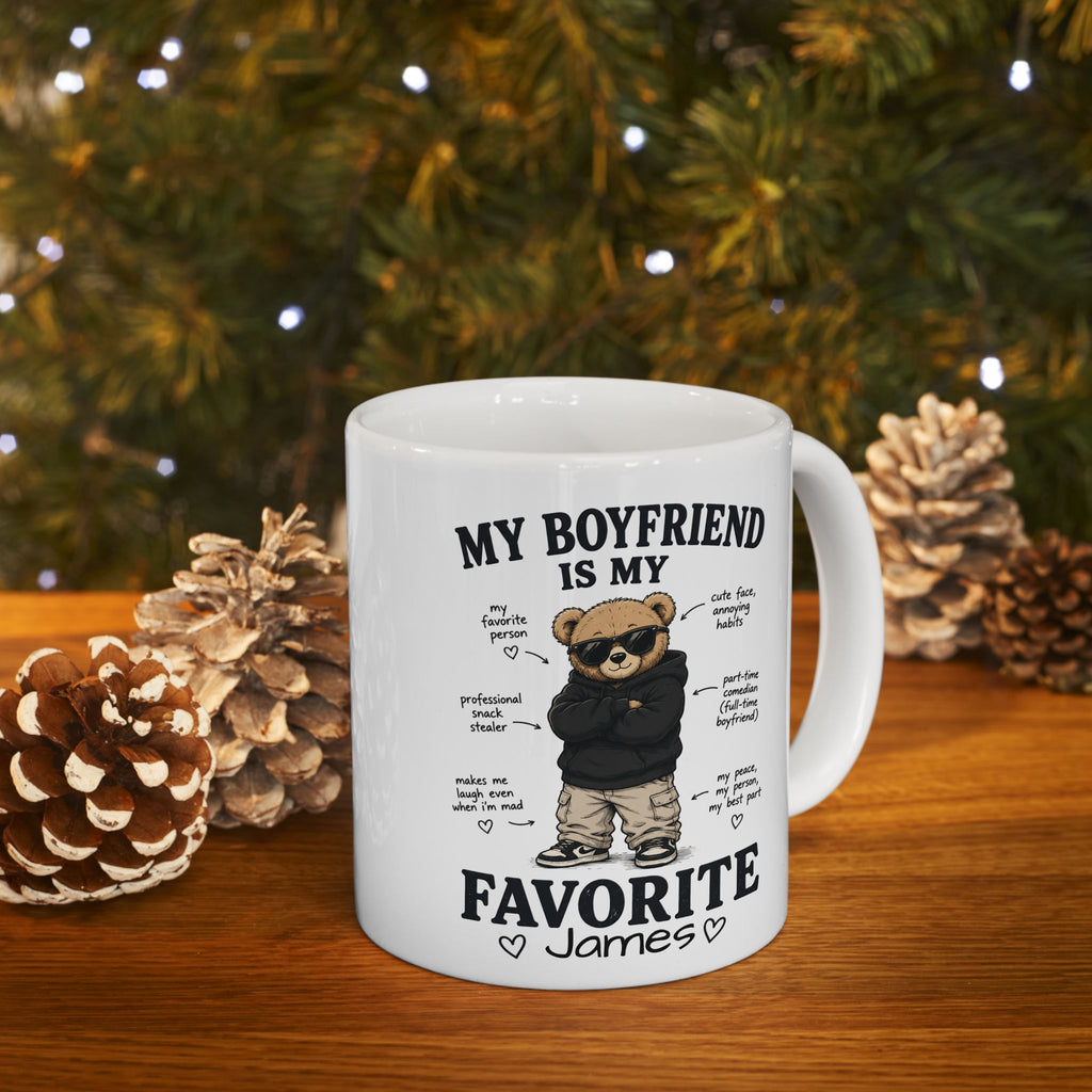 Personalized boyfriend coffee mug on desk – unique gift for him
