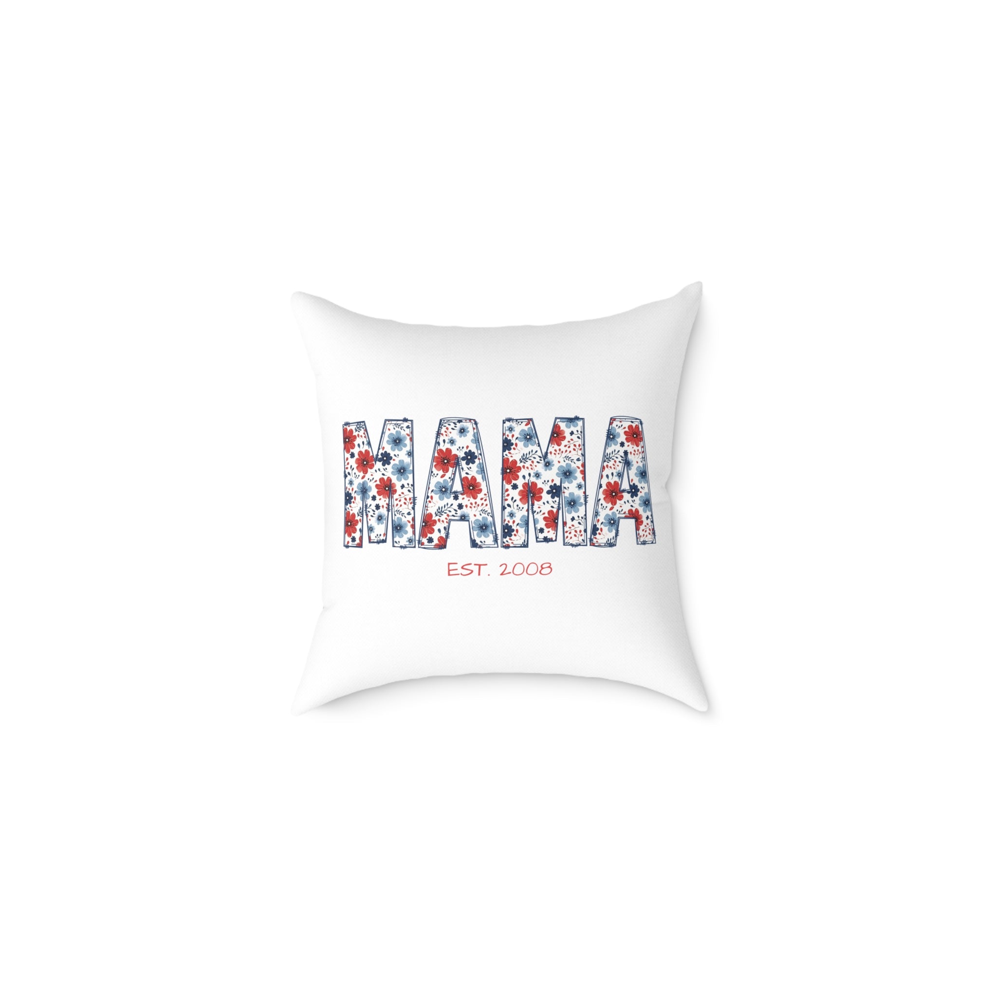 Personalized DAD EST pillow with bold black collegiate lettering on white