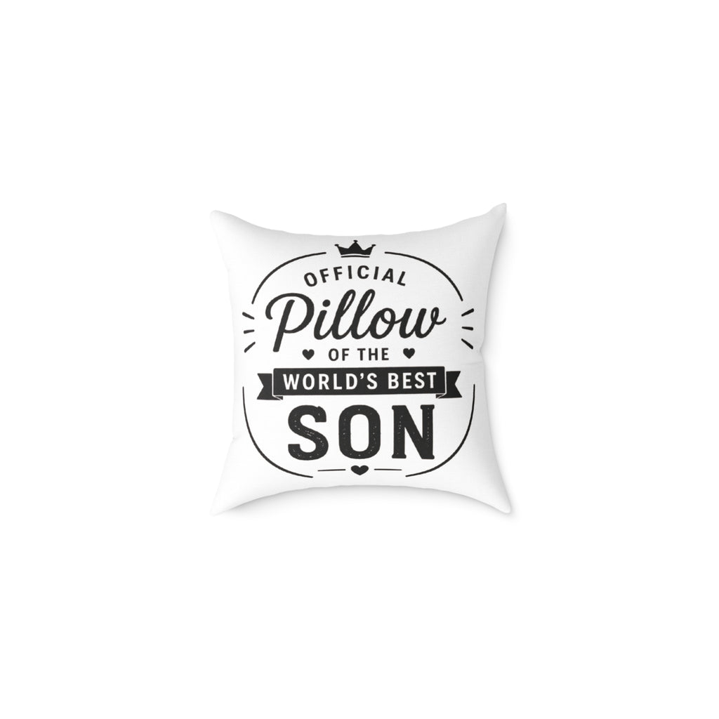World's best son pillow with bold black and white badge design – funny son gift