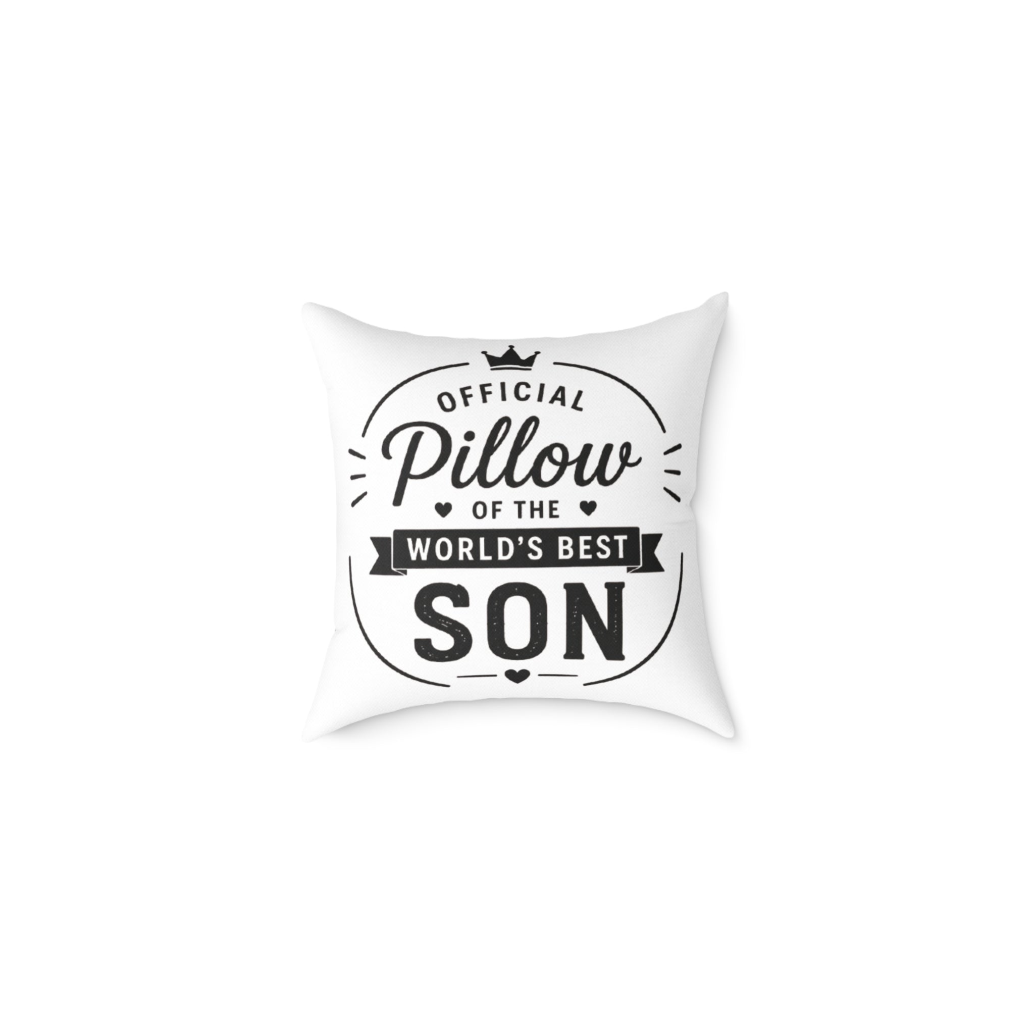 World's best son pillow with bold black and white badge design – funny son gift